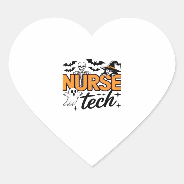Nurse Tech - Halloween - with skeleton, witch, and Herz-Aufkleber (Vorderseite)