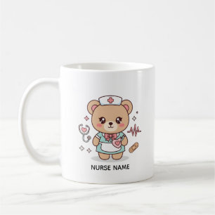 Nurse Teddy Bär – Personalisiertes Namensgeschenk  Kaffeetasse