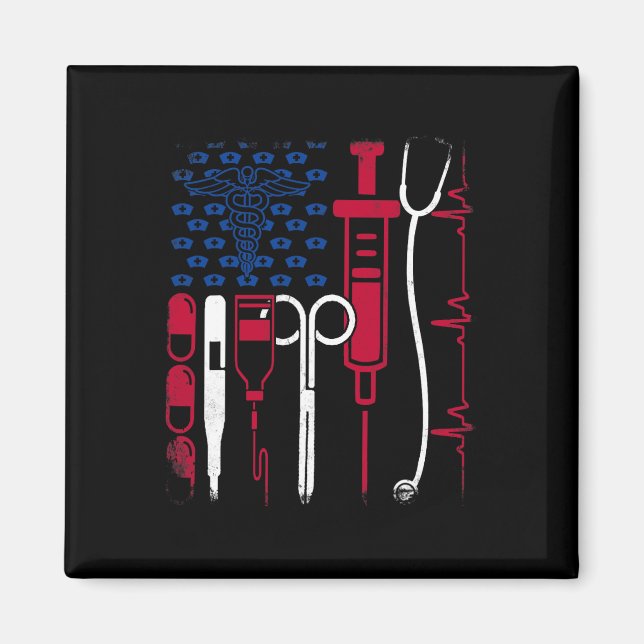 Nurse Tool American Flag Pride 4. Juli Stolz N Magnet (Vorne)
