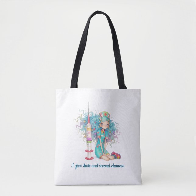 Nurse Tote Bag. I give shots and second chances. Tasche (Vorderseite)