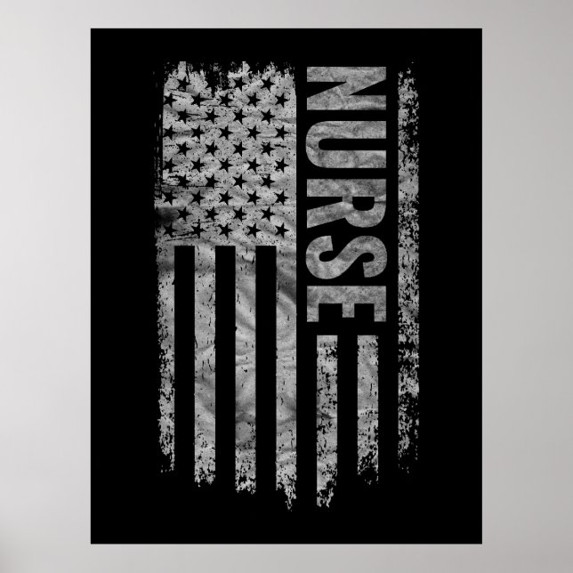 Nurse USA Flag Distressed design Poster (Vorne)
