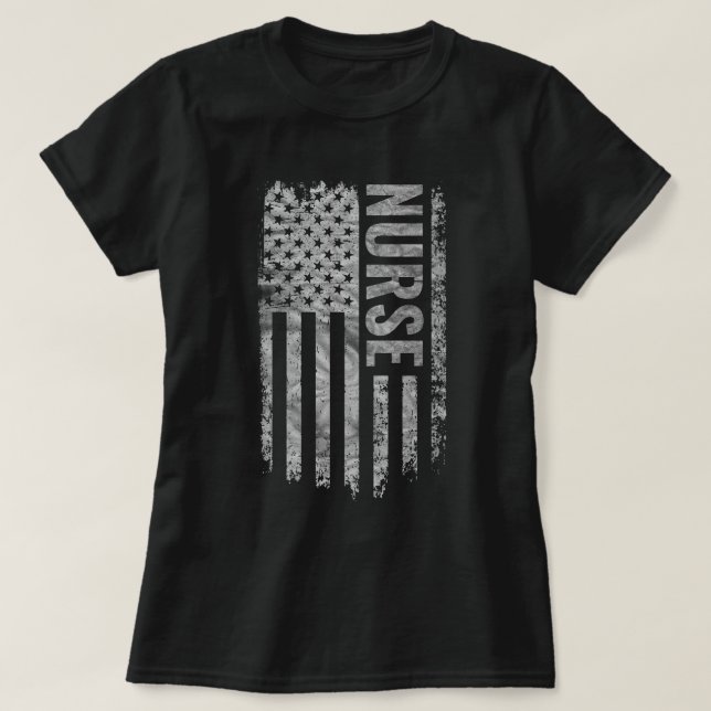Nurse USA Flag Distressed design T-Shirt (Design vorne)