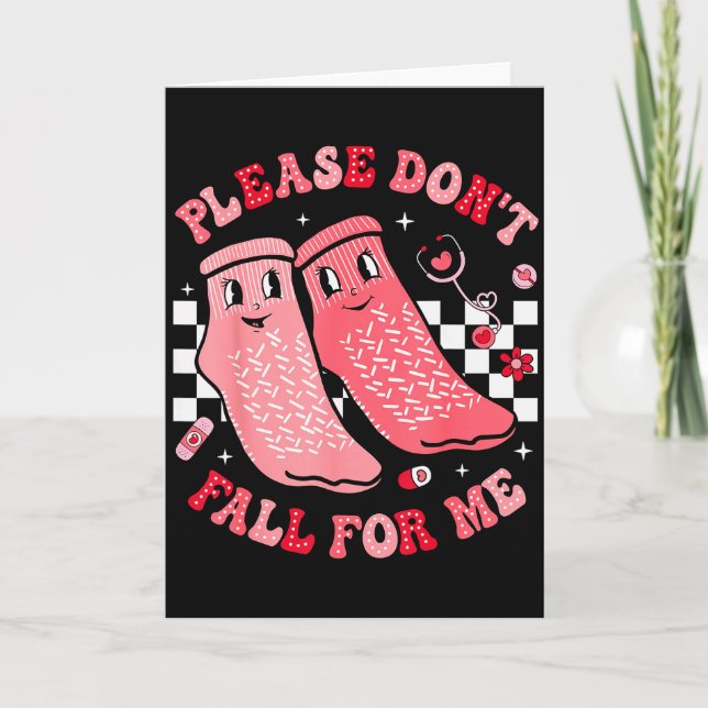 Nurse Valentine Non Slip Socks Please Dont Fall Fo Karte (Vorderseite)