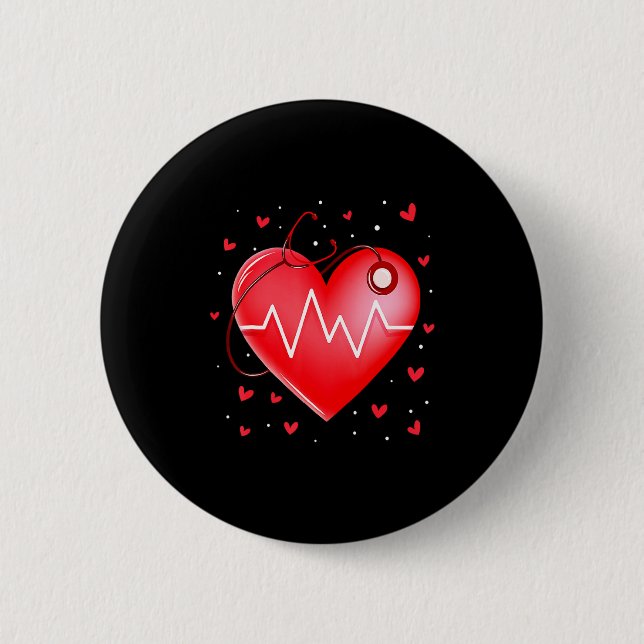 Nurse Valentines Day Heart Stethoscope 2 _1  Button (Vorderseite)