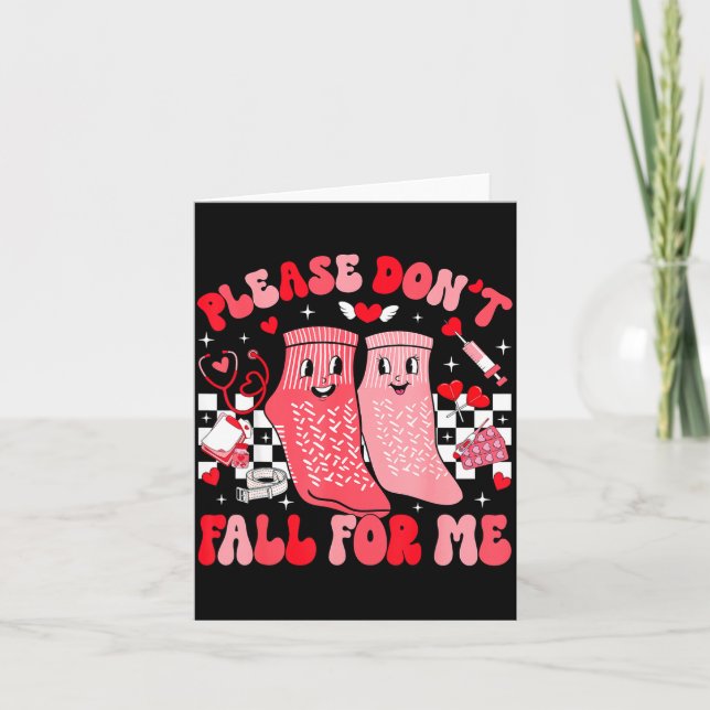 Nurse Valentines Day Non Slip Socks Please Don't F Karte (Vorderseite)