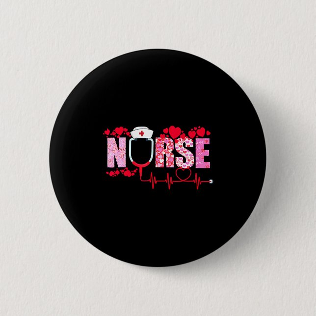Nurse Valentines Day Valentine Er Icu Nicu Rn Nurs Button (Vorderseite)