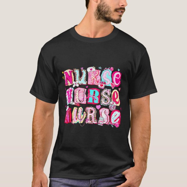 Nurse Valentines Stethoscope Valentine Nursing Gir T-Shirt (Vorderseite)