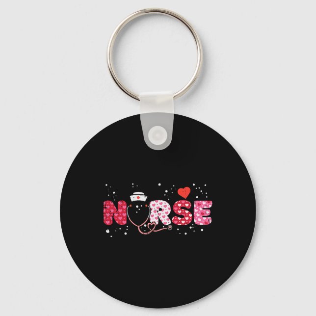 Nurse Valentinstag Valentine Scrub Top Women Scann Schlüsselanhänger (Vorderseite)