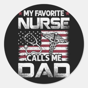 Nurse Vater Vathers Day Meine Lieblingsnahrung nen Runder Aufkleber