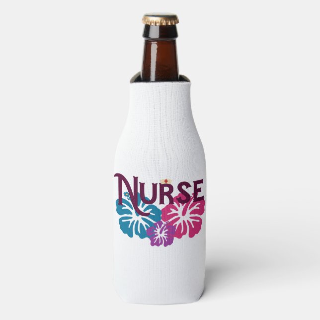 Nurse w-Hibiskus Flaschenkühler (Flaschenvorderseite)