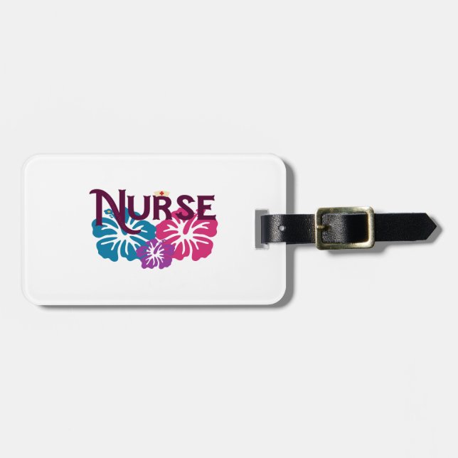 Nurse w-Hibiskus Gepäckanhänger (Vorderseite horizontal)