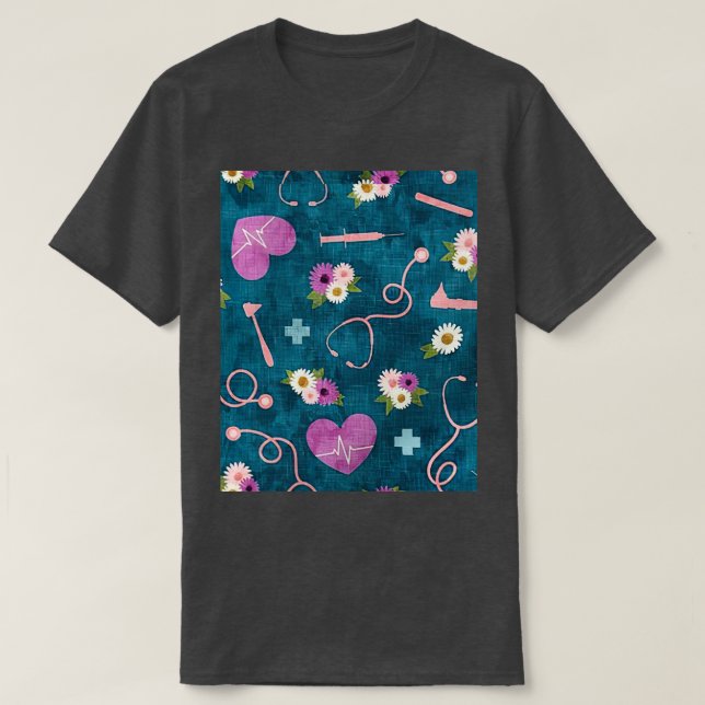Nurse Wallpaper Floral T-Shirt (Design vorne)