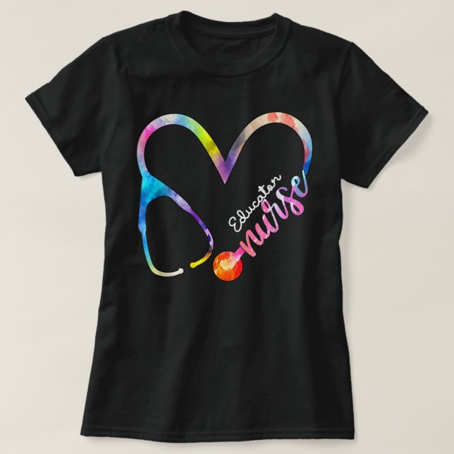 Nurse Watercol Liebe Heart Stethoscope RN T-Shirt (Design vorne)
