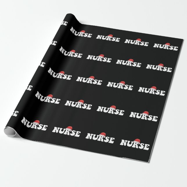 Nurse Weihnachtsmannmütze Weihnachtsnachtsnahrung Geschenkpapier (Ungerollt)