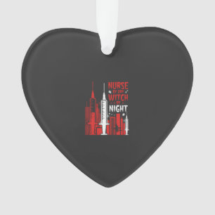 Nurse Witch Halloween Skyline Design_1 Ornament