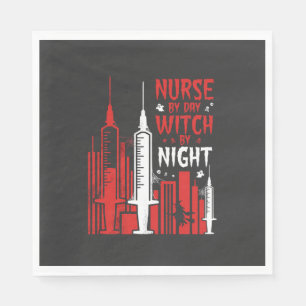 Nurse Witch Halloween Skyline Design_1 Serviette