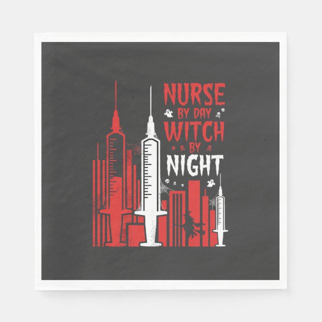 Nurse Witch Halloween Skyline Design_1 Serviette (Vorderseite)