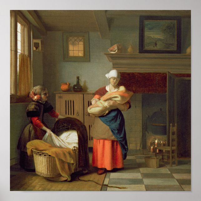 Nursemaid mit Baby im Inneren Poster (Vorne)