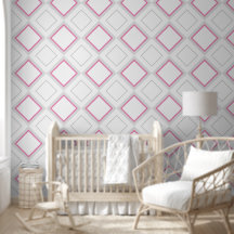 Nursery Girls Room Große Rosa & Grau Diamanten