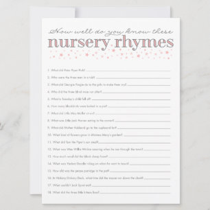 Nursery Rhyme Game Star Baby shower Carte de jeu