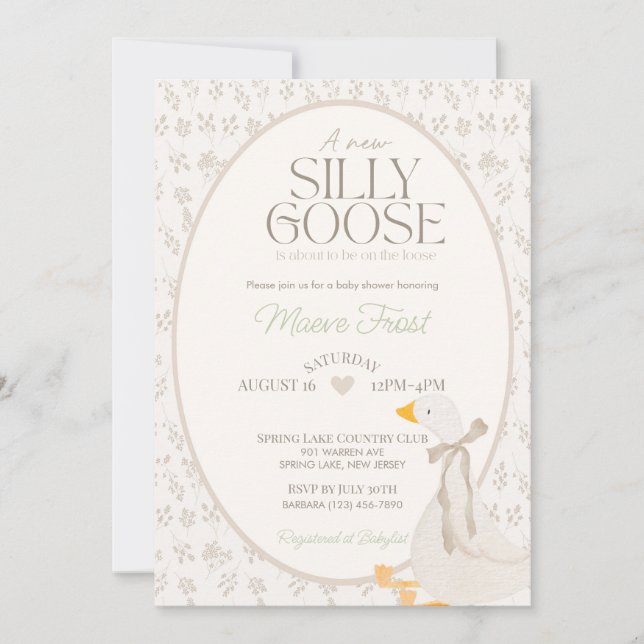 Nursery Rhyme Silly Goose Baby shower Invitation (Devant)