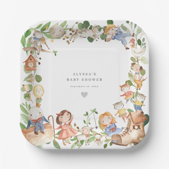 Nursery Rhymes Baby Shower Paper Plates Pappteller (Vorderseite)