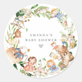 Nursery Rhymes Baby Shower  Runder Aufkleber