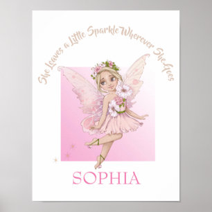 Nursery-Zitat Süße Feen-Pink Glanz Poster