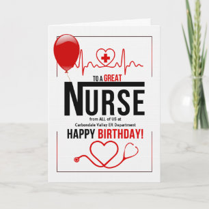 Nurse's Birthday Red Balloon Karte