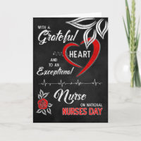 Nurses Day Dankbarkeit Herz Rot und Weiße Rose Cha