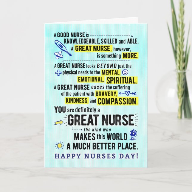 Nurses Day, Du bist ein großartiger KRANKENKASSE Karte (Vorderseite)