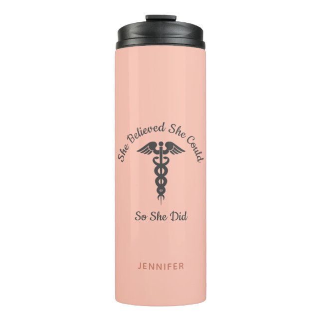 Nurse's Inspiration Blush Pink Personalisiert  Thermosbecher (Vorderseite)