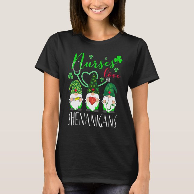 Nurses Liebe Shenanigans Gnomes Nurse St Patricks  T-Shirt (Vorderseite)