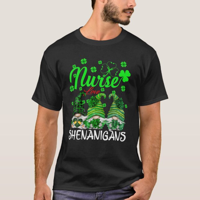 Nurses Liebe Shenanigans Nursing Gnomes St Patrick T-Shirt (Vorderseite)