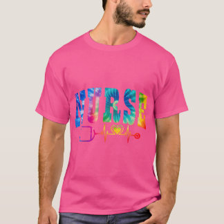Nurse's Life Gefärbte Krawatte Heart Stethoscope N T-Shirt