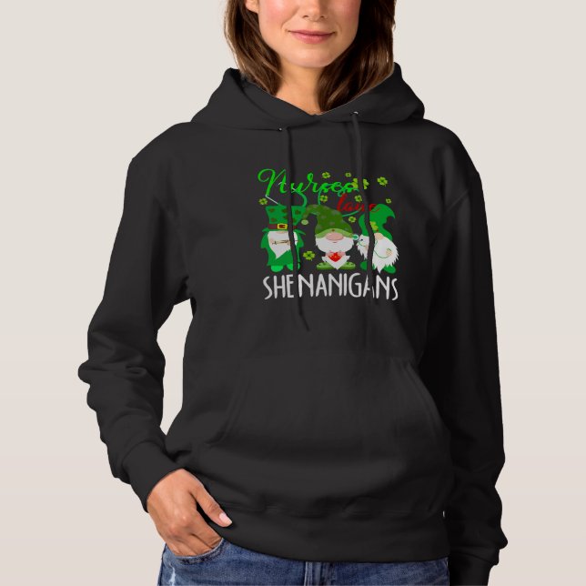 Nurses Love Shenanigans Funny Gnomes Nurse St Patr Hoodie (Vorderseite)