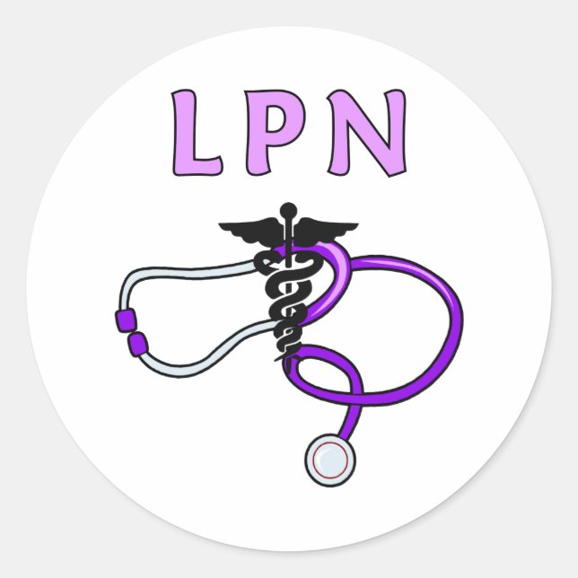 Nurses LPN Stethoscope Runder Aufkleber (Vorderseite)