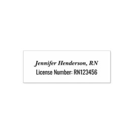 Nurse's Name Italics License Number Text Template Permastempel