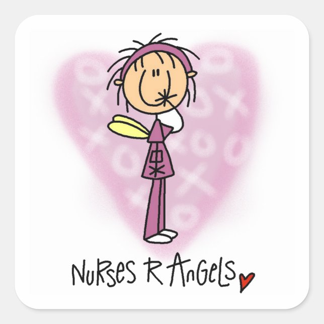 Nurses R Angels T - Shirt und Geschenke Quadratischer Aufkleber (Vorderseite)