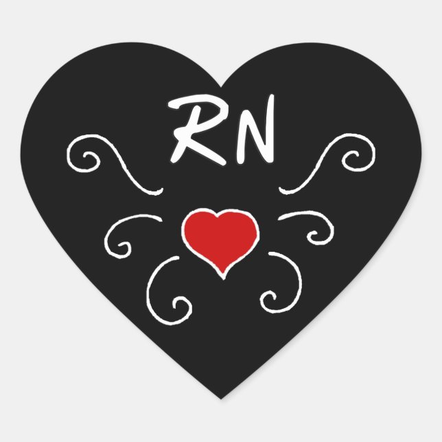 Nurses RN Love Tattoo Herz-Aufkleber (Vorderseite)