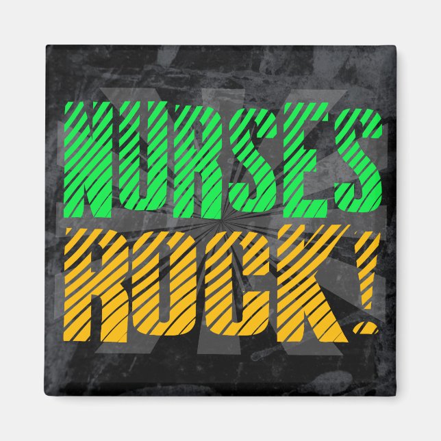 Nurses Rock, Orange und Green Fun Magnet (Vorne)