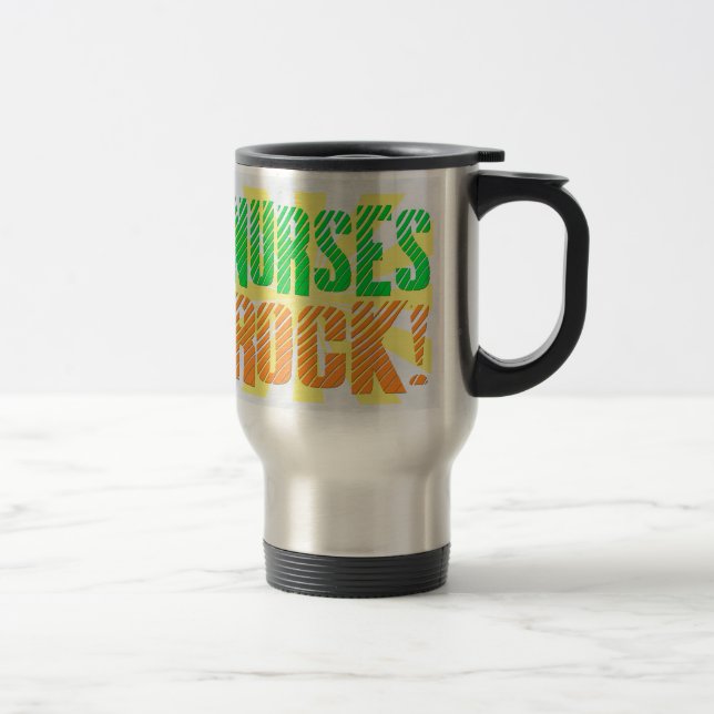 Nurses Rock, Orange und Green Fun Reisebecher (Rechts)