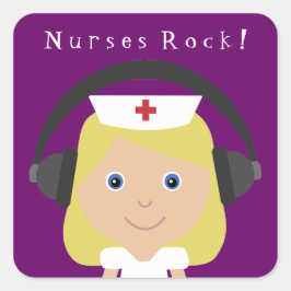 Nurses Rock! Quadratischer Aufkleber