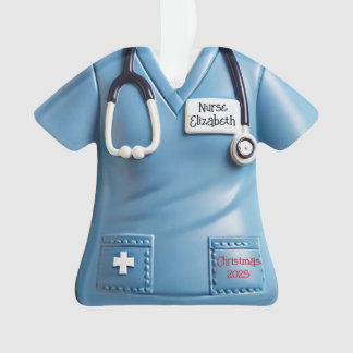 Nurses Scrubs Shirt Personalized Christmas Ornamen