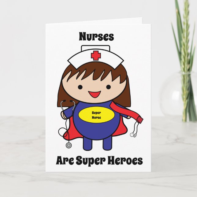 Nurses Super Hero Kawaii Personalize Karte (Vorderseite)