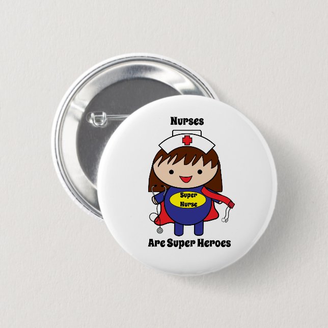 Nurses Super Heroes Niedlich Personalize Button (Vorne & Hinten)