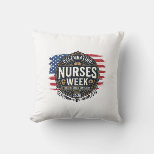 Nurses Week 2026 Patrioten Vintage-Design feiern Kissen