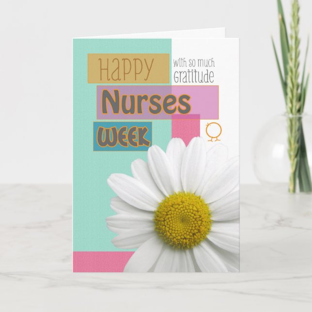 Nurses Week mit Dankbarkeit Daisy Scrapbook Modern Dankeskarte (Vorderseite)