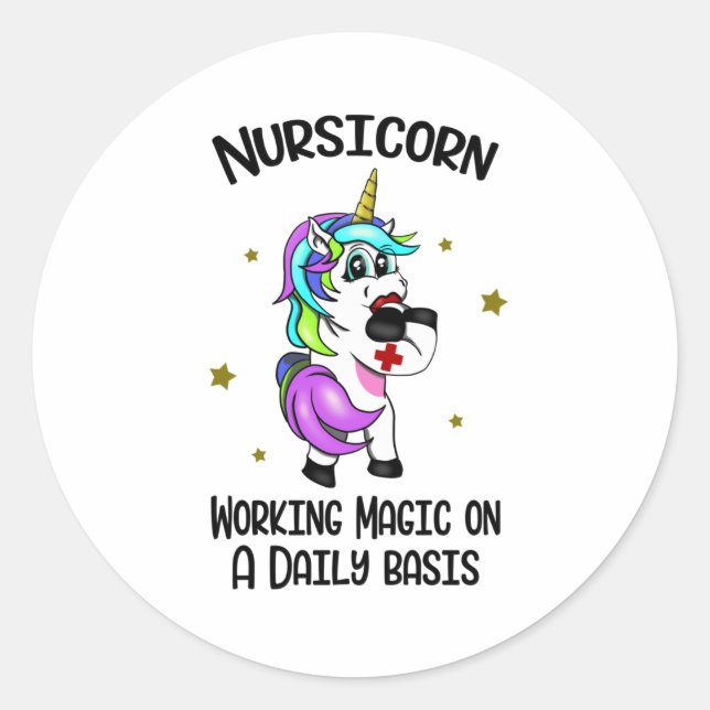 Nursicorn Unicorn Krankenpflege Runder Aufkleber (Vorderseite)