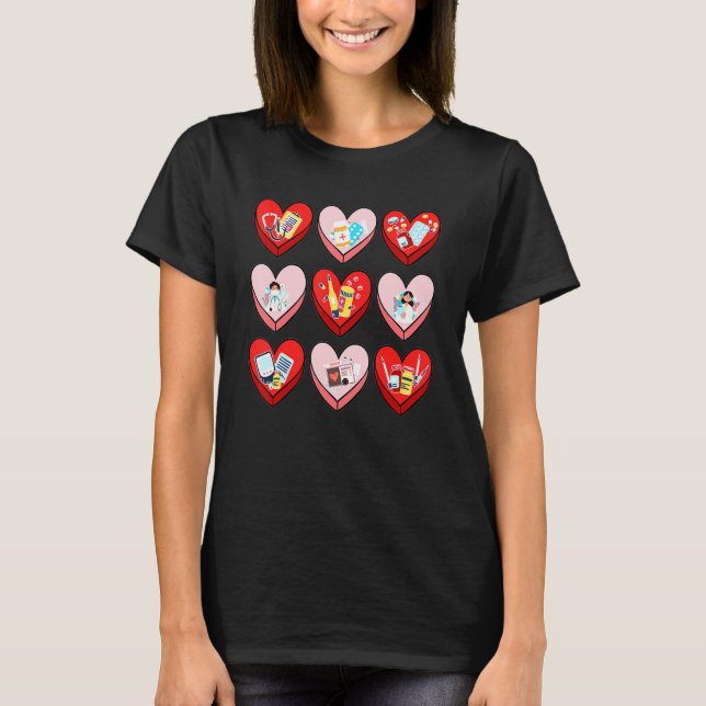 Nursing Heart Cute Valentine Day Group Matching T-Shirt (Vorderseite)